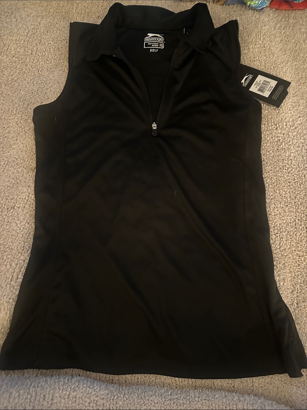 Slazenger Black Sleeveless Zip-Front Golf Tank. XS NWT , soft and stretchy